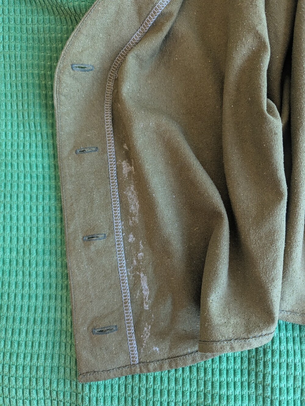Handmade silk noil olive cropped vest-style top - Picture 4 of 4